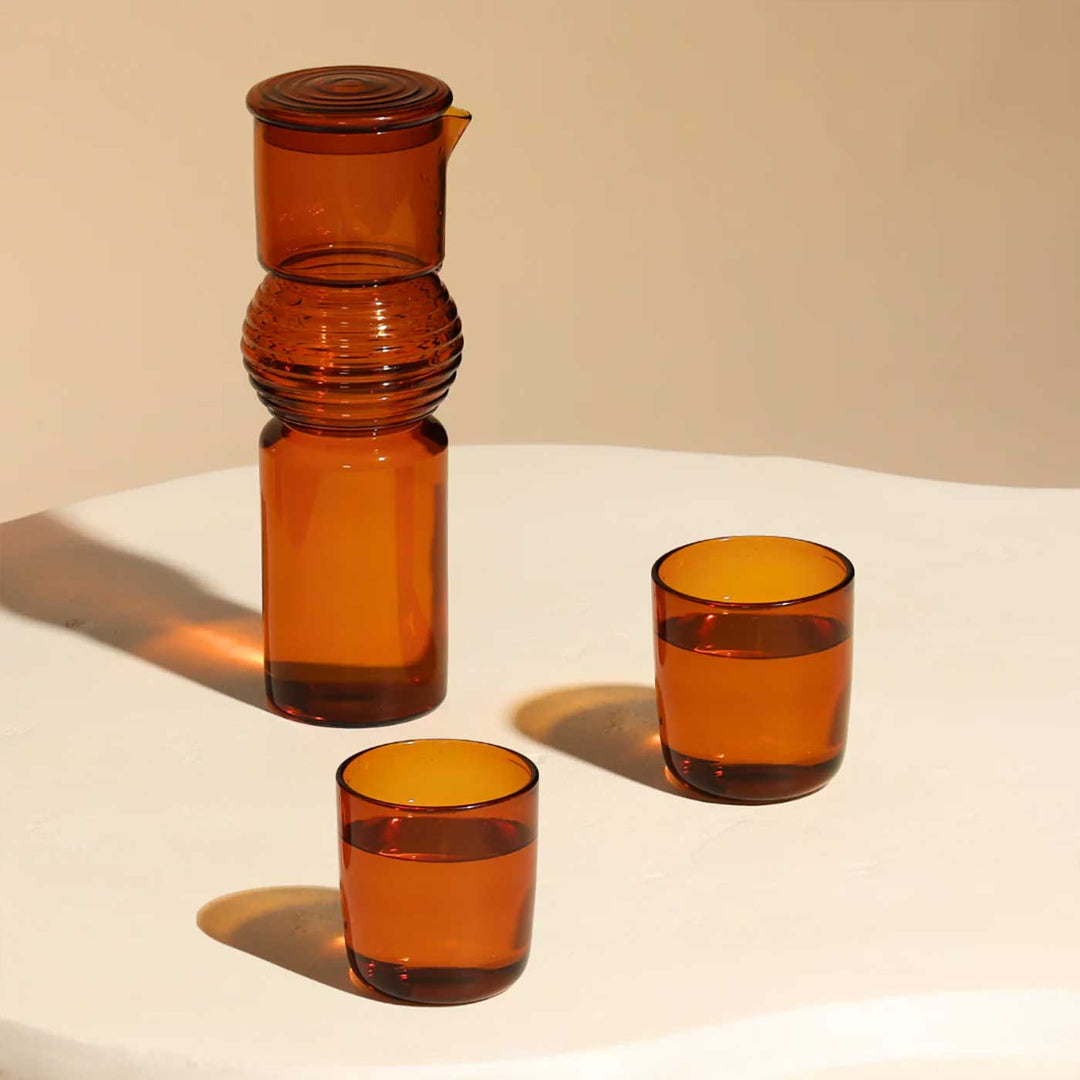 Minimal Coiled Design Glass Carafe And Glasses