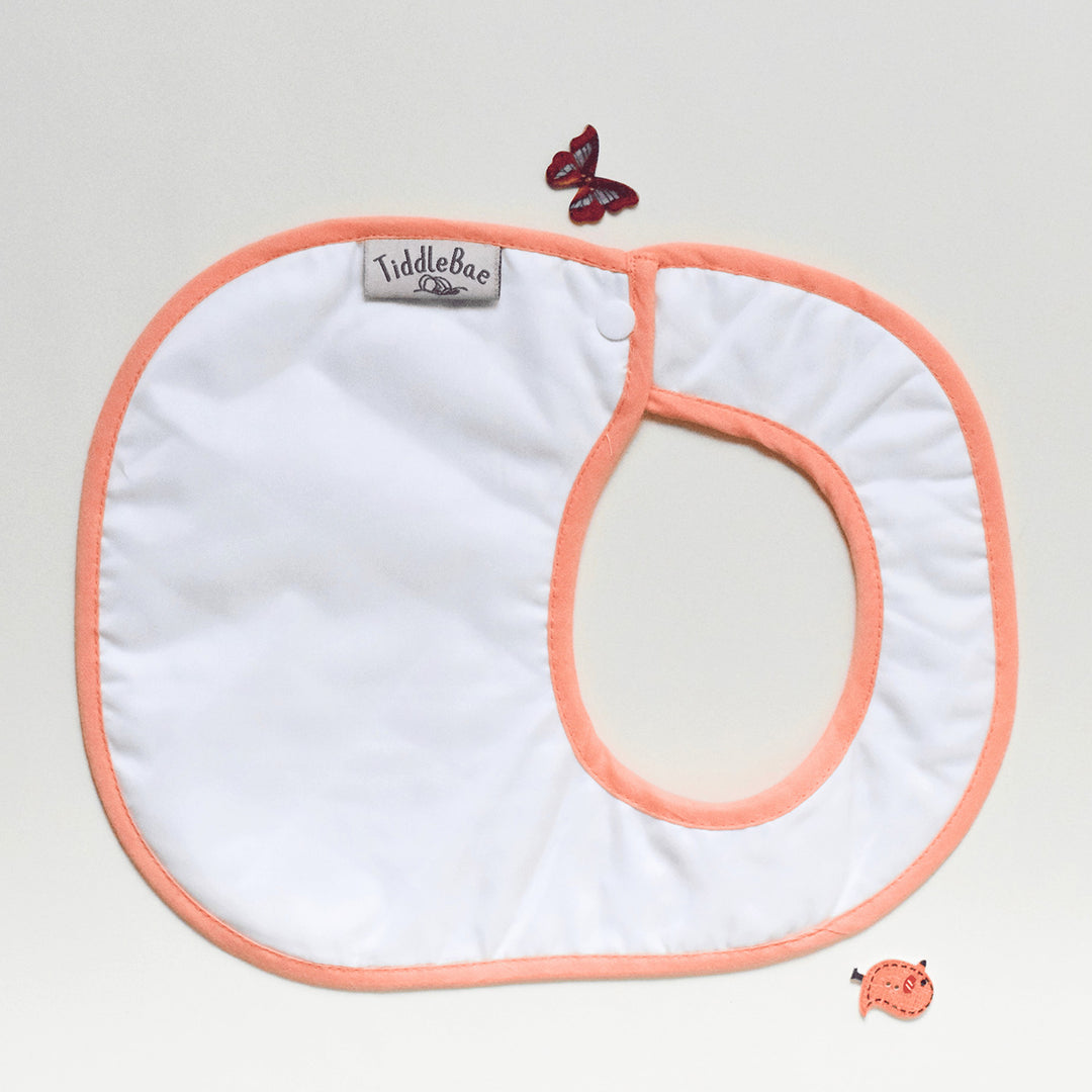 Block Printed Peach Harvest Bib