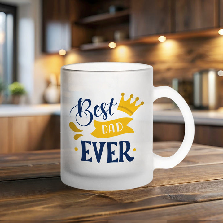 Printed Best Dad Ever Theme Glass Mug