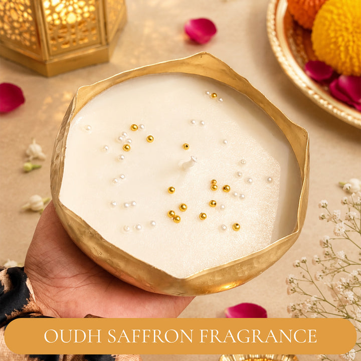 Ruby Utsav Red Basket Diwali Gift Hamper With Urli Soy Wax Candle And Almond Potli For Festive Gifting