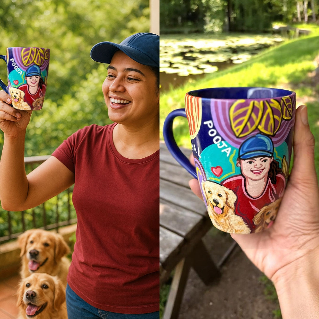 Photo Personalized Hand-Painted Pop Art Illustrated Caricature Mug | 300 ML