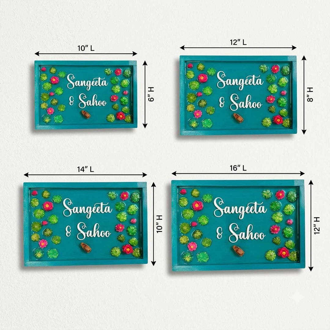 Lily Pond "Majestic" 3D Personalized Resin & Teak Wood Name Plate With Acrylic Letters For Home