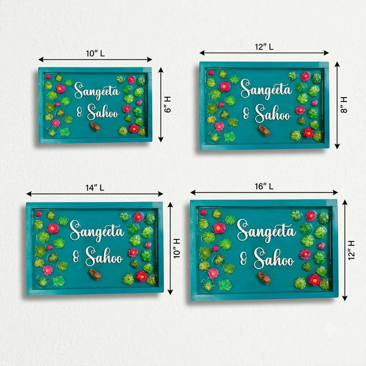 Lily Pond "Majestic" 3D Personalized Resin & Teak Wood Name Plate With Acrylic Letters For Home
