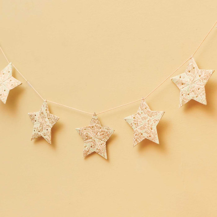 Handmade Paper Anokhi Sea Foam Star Bunting