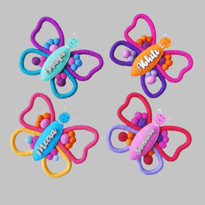 Personalized Handmade Macrame Butterfly Kids Name Plate With 3D Letters