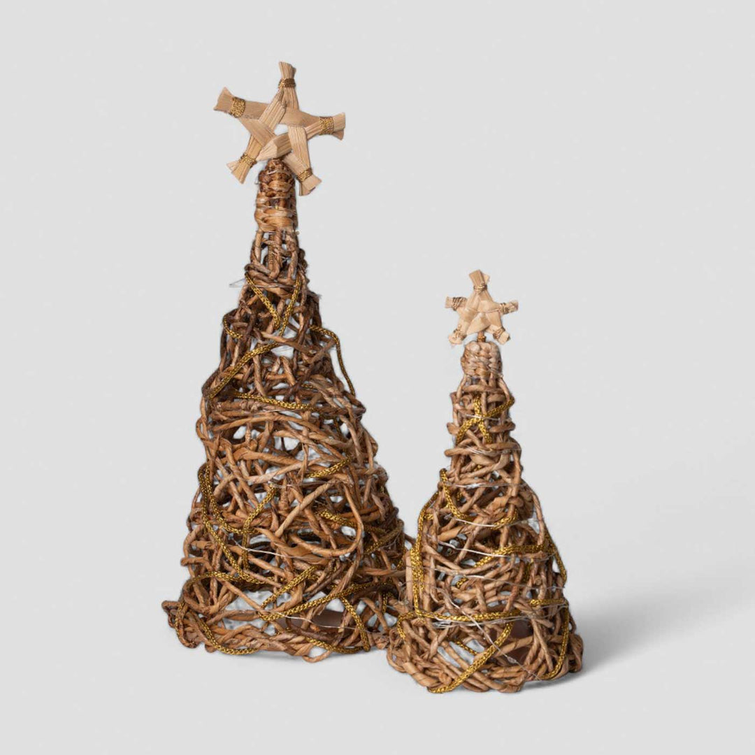 Handmade Banana Rope Star Top Christmas Tree Christmas Decor With Light