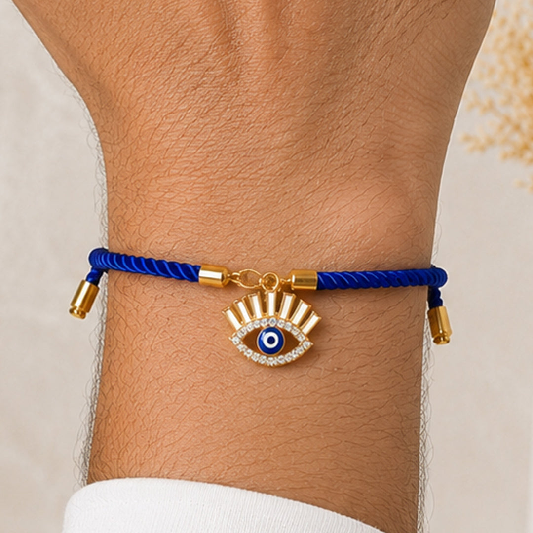 Evil Eye "Blue Protection" Ceramic Rakhi Set Hamper With Mug, Jar & Basket For Bhaiya Bhabhi