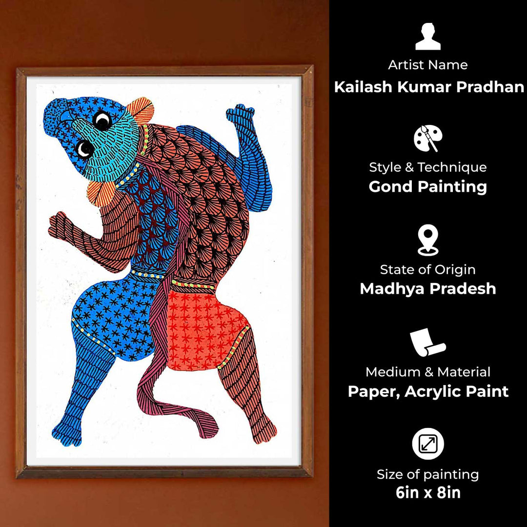 6 x 8 Inch | Lion | Original Hand painted Tribal Gond Art Painting | Acrylic Paints On Paper