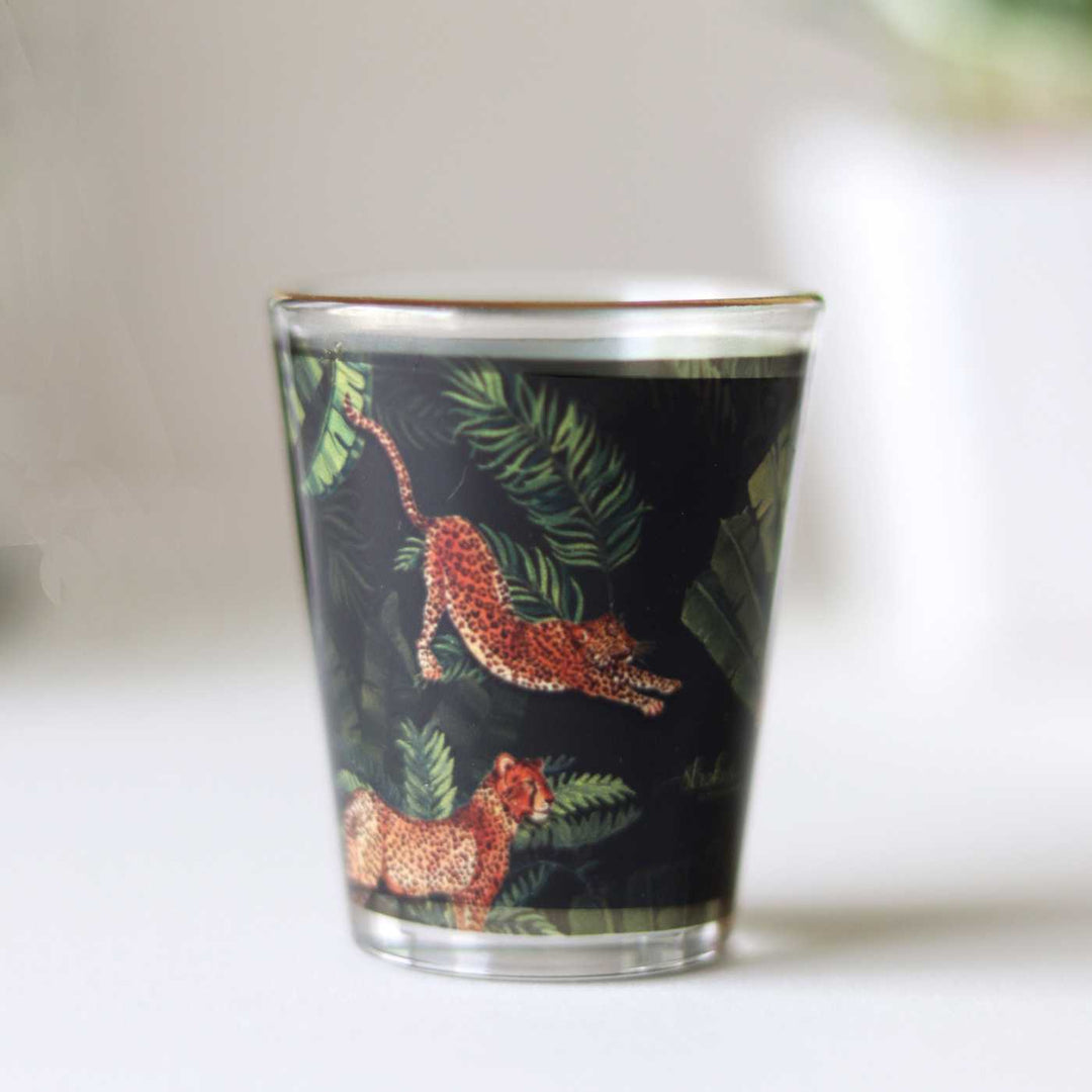 Gold Rim Animal Print Shot Glasses I Set of 4