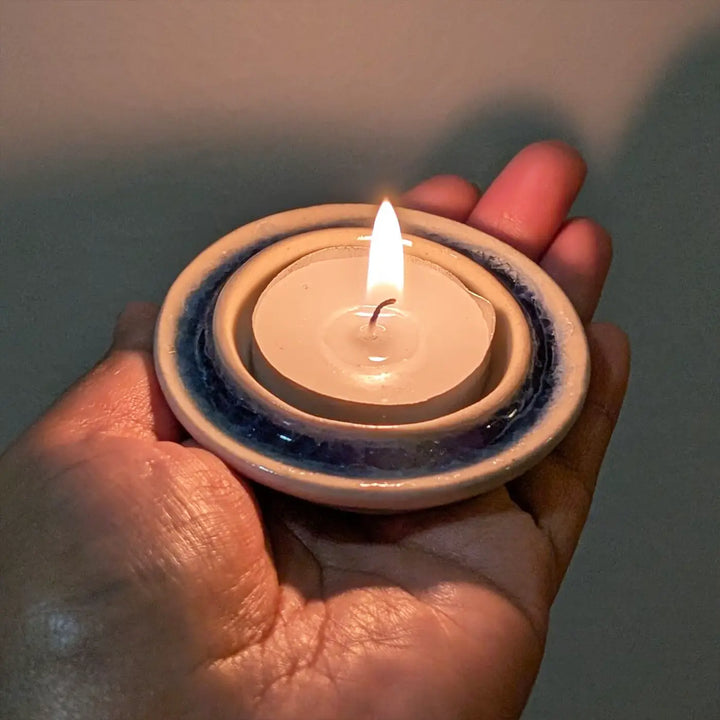 Hand-Painted Decorative Round Ceramic Tealight Holders