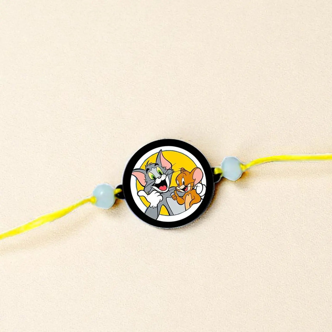 Handmade Tom and Jerry Theme Kids Rakhi With Roli Chawal