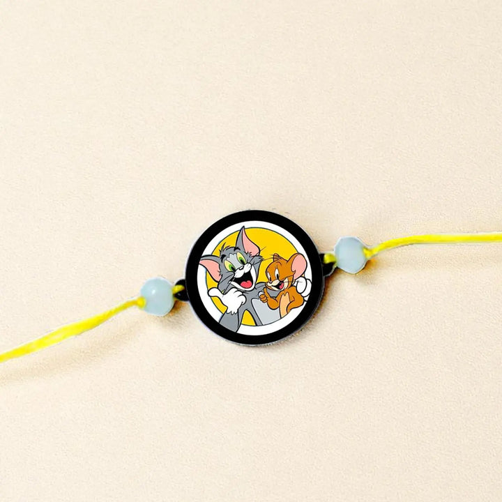 Handmade Tom and Jerry Theme Kids Rakhi With Roli Chawal