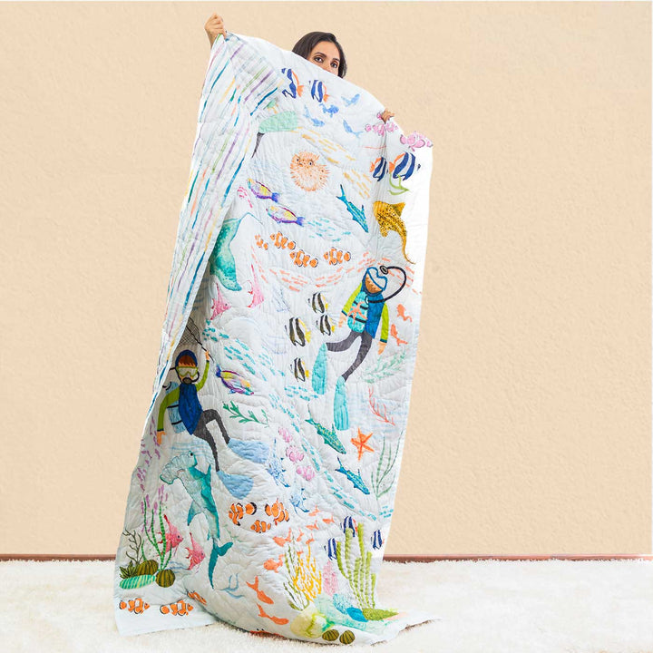 Personalized The Keeper Of Kelp Theme Cotton Quilt For Kids