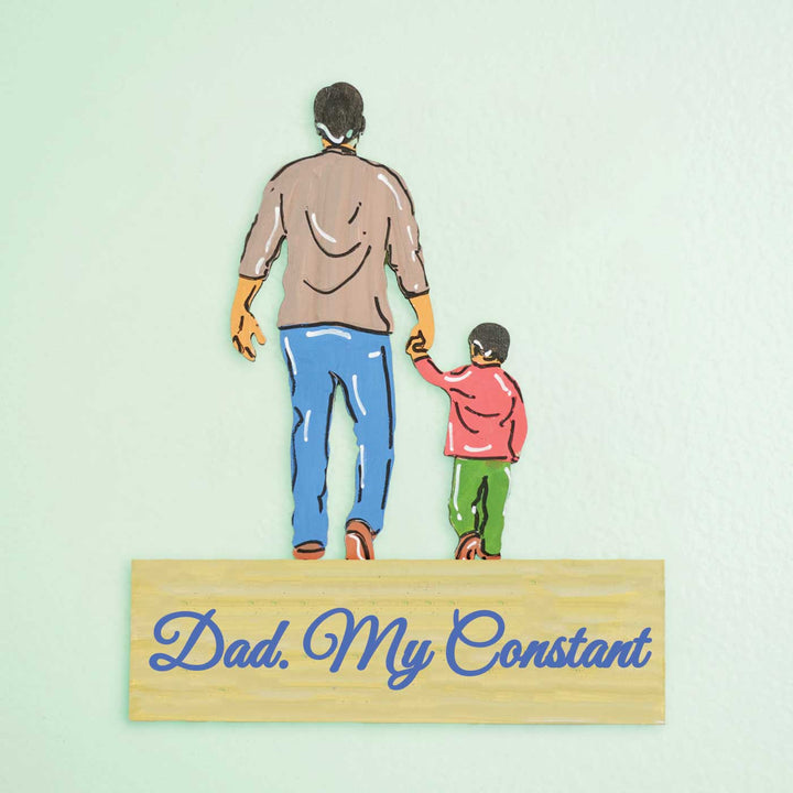 Personalized Walking Together Theme MDF Wood Fridge Magnet For Fathers