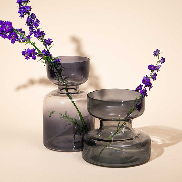 Handmade Ombre Slate Grey Glass Vase