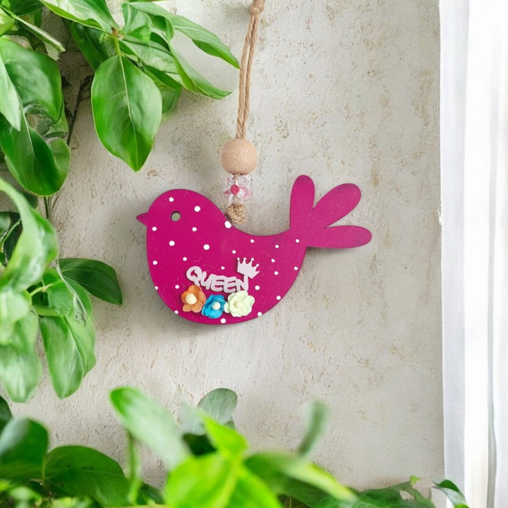 Hand-Painted Queen Theme MDF Wood Car Hanging