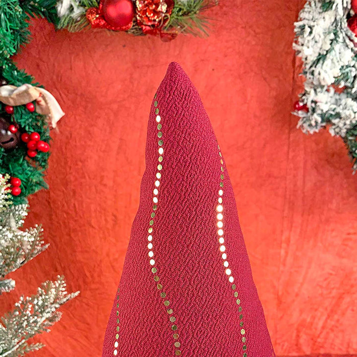 Cream Maroon Gold Self-Standing Snowman Woolen Decor For Christmas Table Decoration