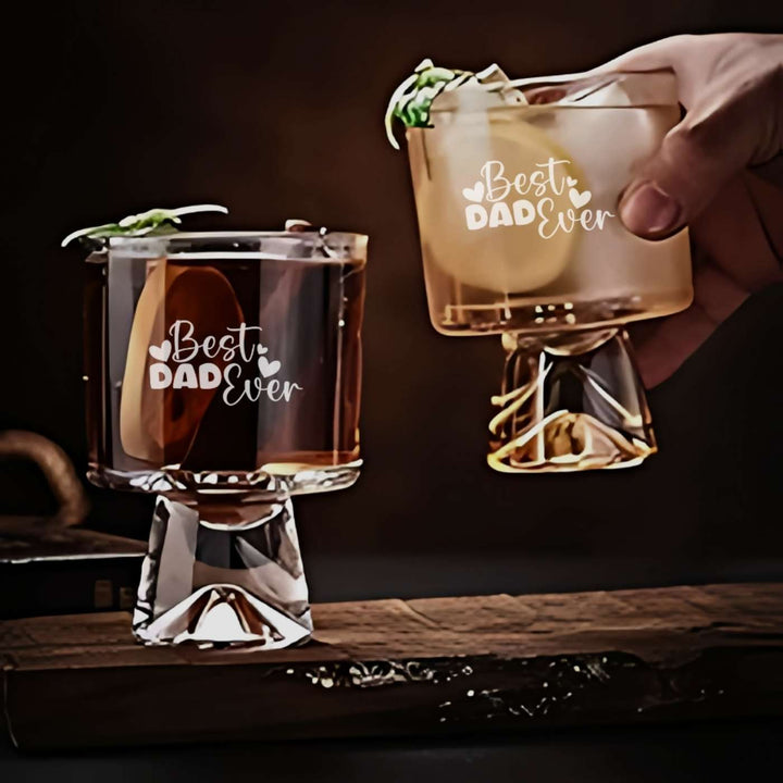 Engraved Best Dad Ever Theme Whiskey Glass | 250 ml