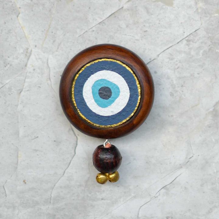 Handmade Nazar Jyoti Gift Hamper | Includes Evil Eye Door Hanging, Evil Eye Bell Hanging, Gold Soy Wax Candles, Seed Card And Outer Box