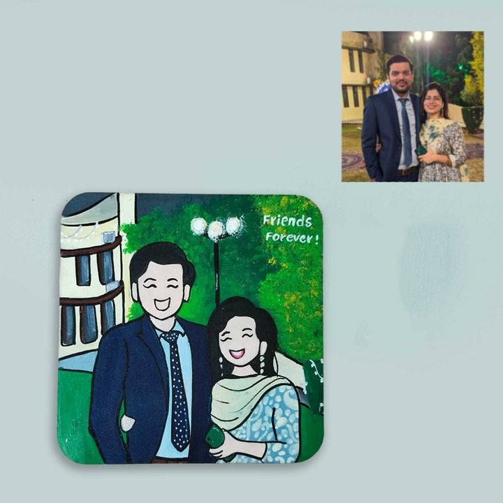 Photo Personalized Square Shaped Best Friends Magnet