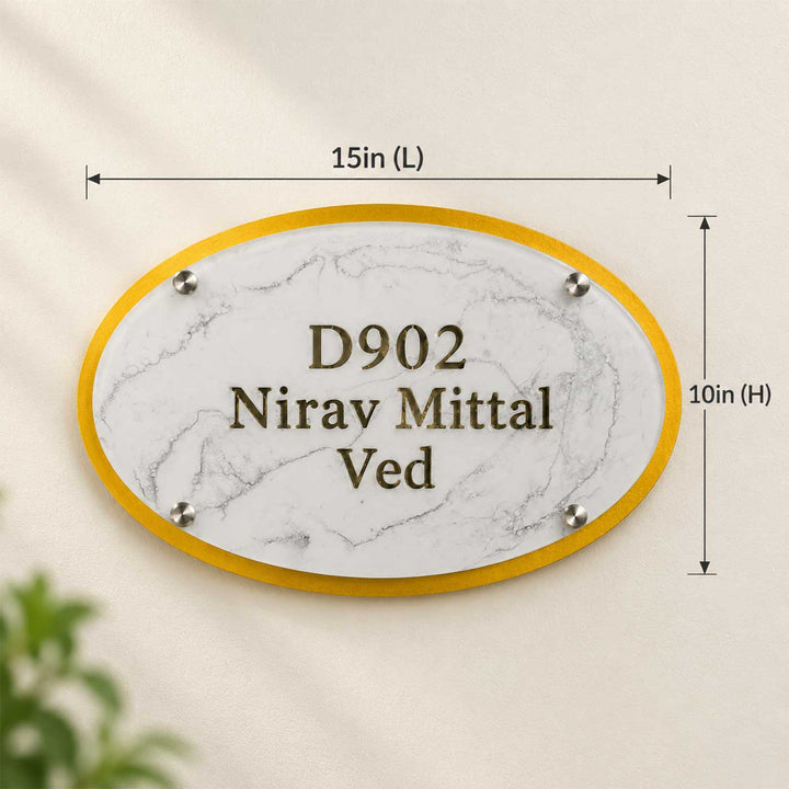 Marble Effect Personalized Led Backlit Handcrafted Epoxy Resin Name Plate With Cut Through Illuminated Lettering For Home