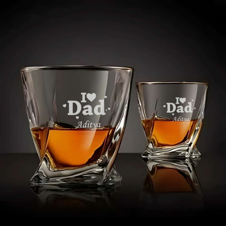 Personalized  Engraved I Love Dad Theme Whiskey Glass | 310 ml