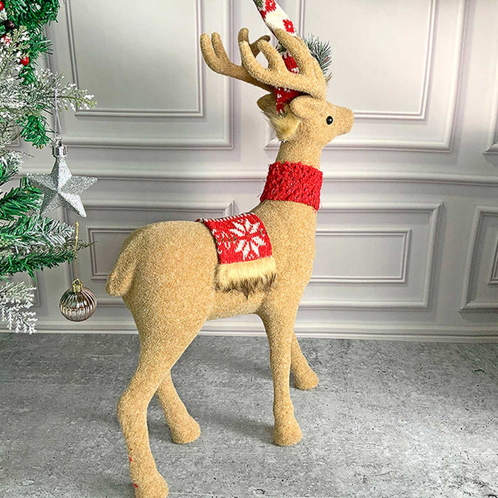 Themed Brown Deer Woolen Decor For Christmas Table Decoration