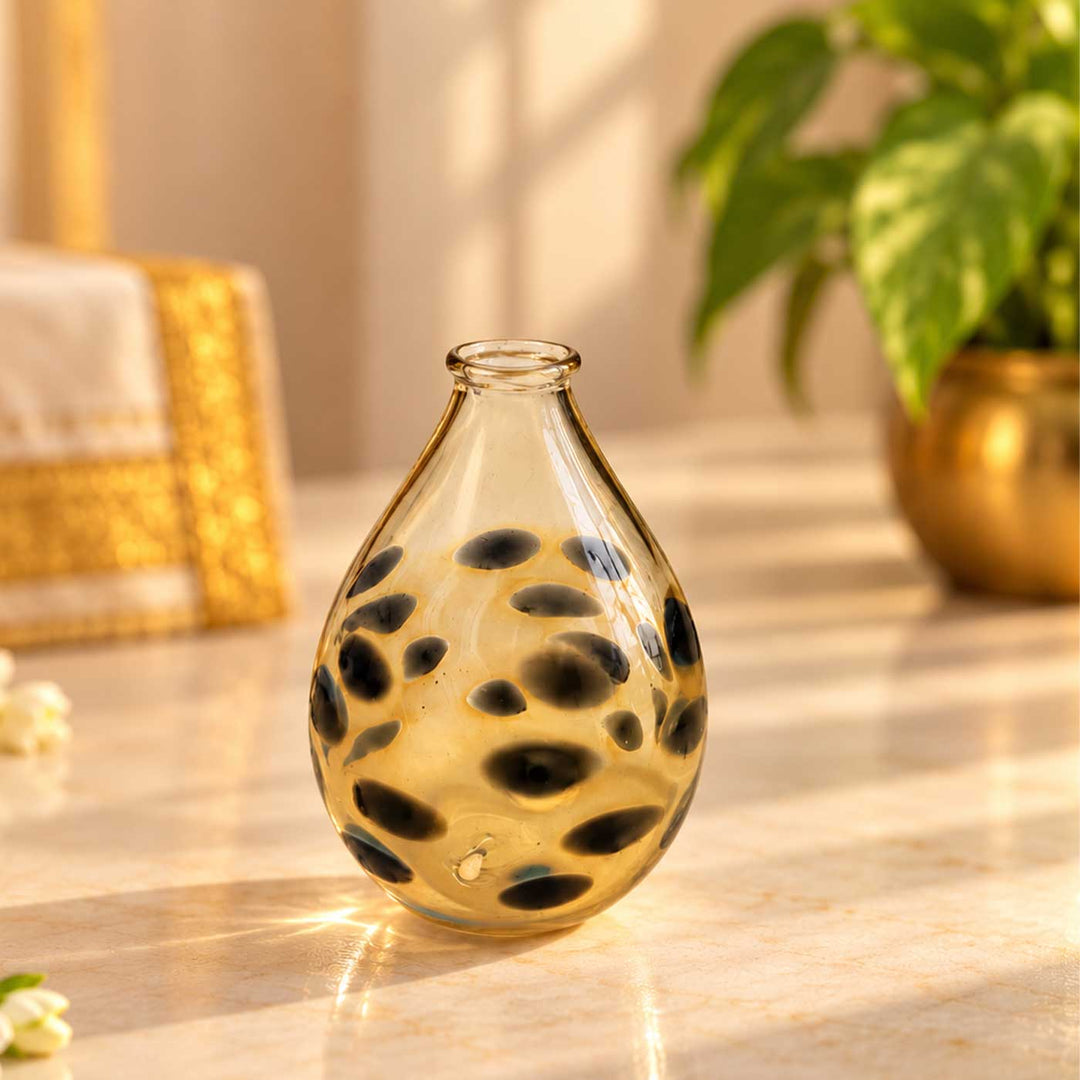 Handmade Leopard Spot Small Glass Art Vase For Home Decor