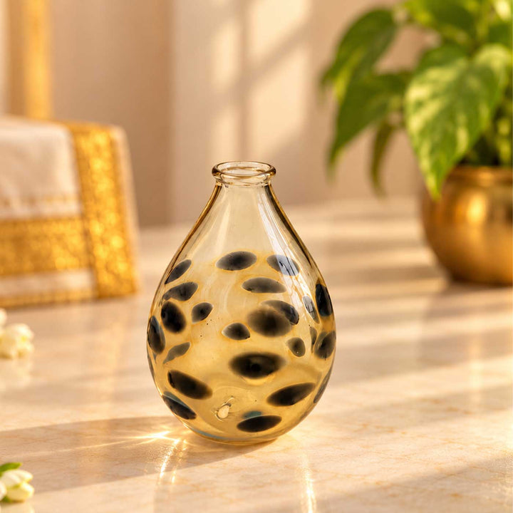 Handmade Leopard Spot Small Glass Art Vase For Home Decor