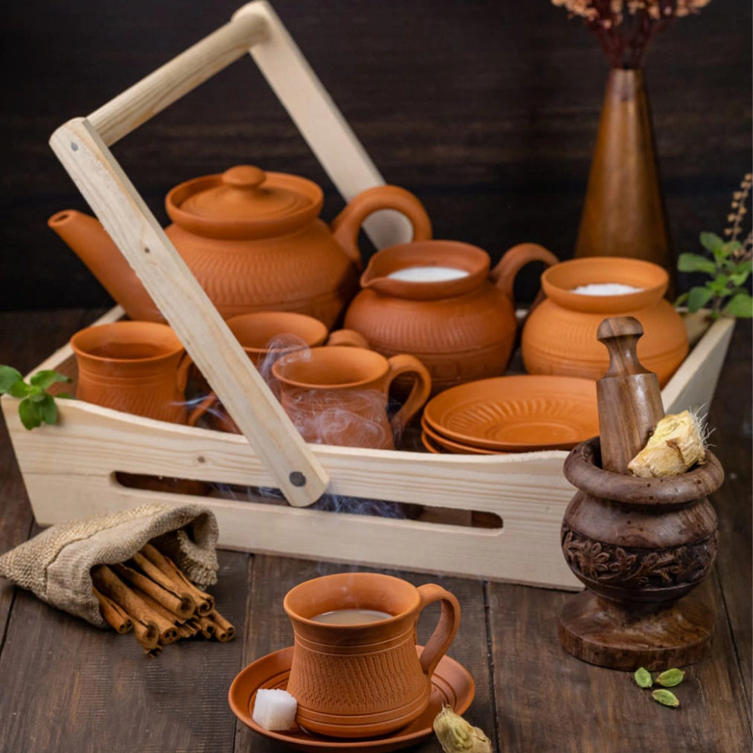 Handmade Maharaja Terracotta Tea Set | Set Of 15