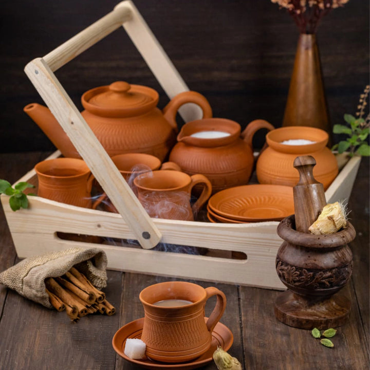 Handmade Maharaja Terracotta Tea Set | Set Of 15