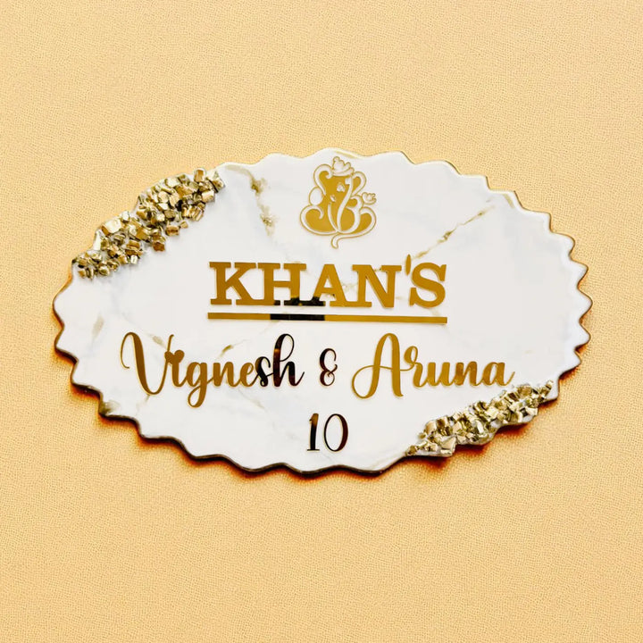 Personalized White Oval Resin Name Plate