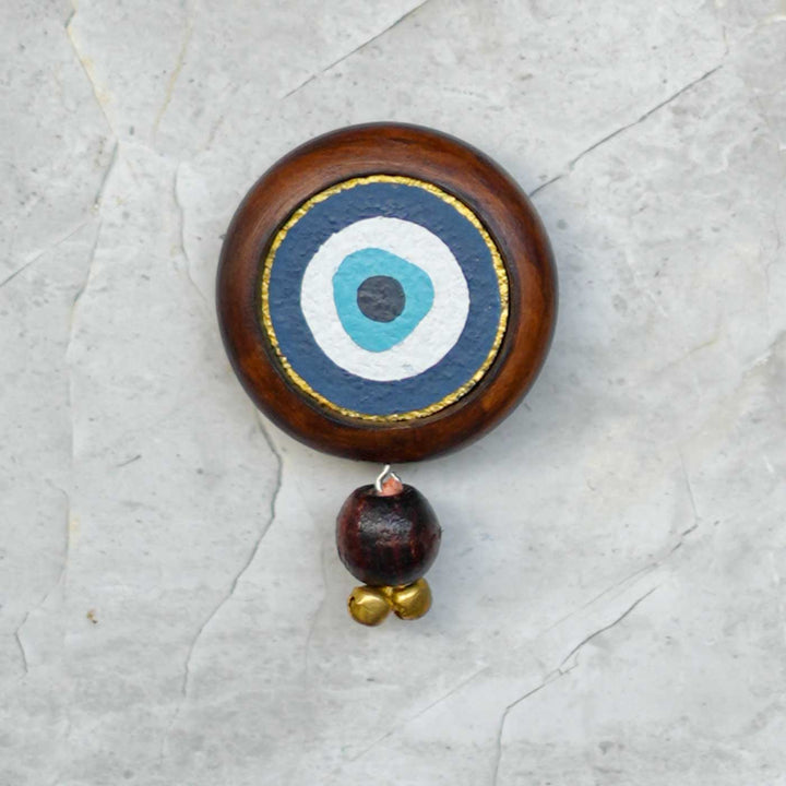 Handmade Divya Drishti Gift Hamper | Includes Evil Eye Door Hanging, Evil Eye Coasters, Evil Eye Candle Stand, Evil Eye Bell Hangings, Seed Card And Outer Box