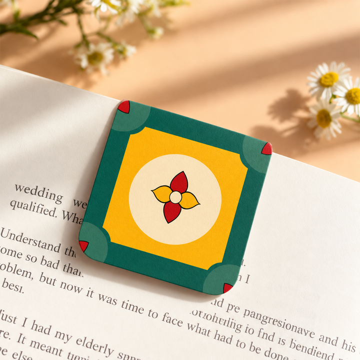 Set Of 6 | Hand-Painted Aathangudi Tiles Festive Themed Magnetic Bookmarks