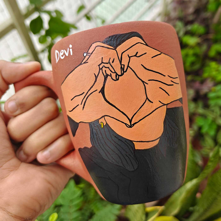 Photo Personalized Hand-Painted Heart Terracotta Mug