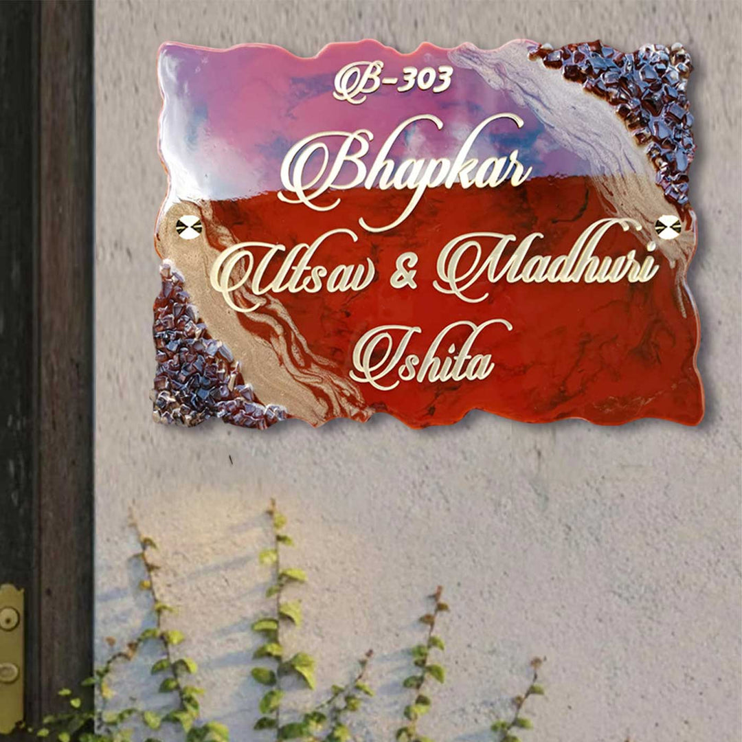 Classic Rusty Color Stone Embossed Resin Name Plate