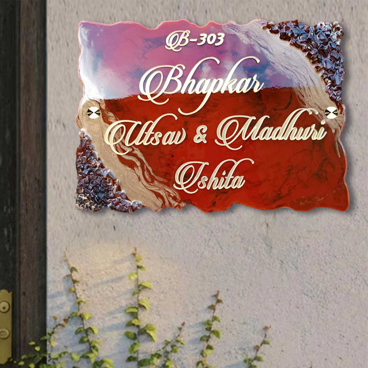 Classic Rusty Color Stone Embossed Resin Name Plate