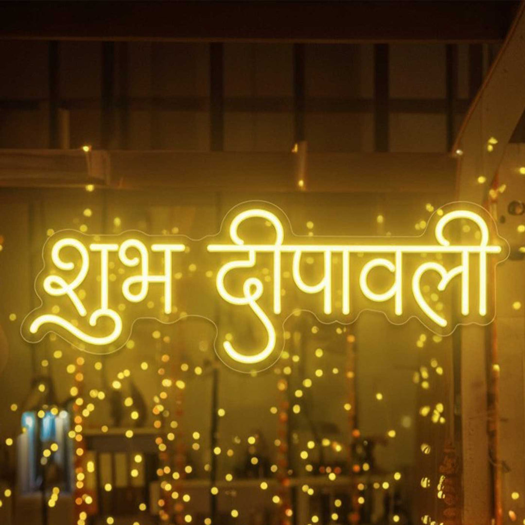Handmade "Shubh Deepawali" Neon Light Sign Board for Diwali Festive Home Decor