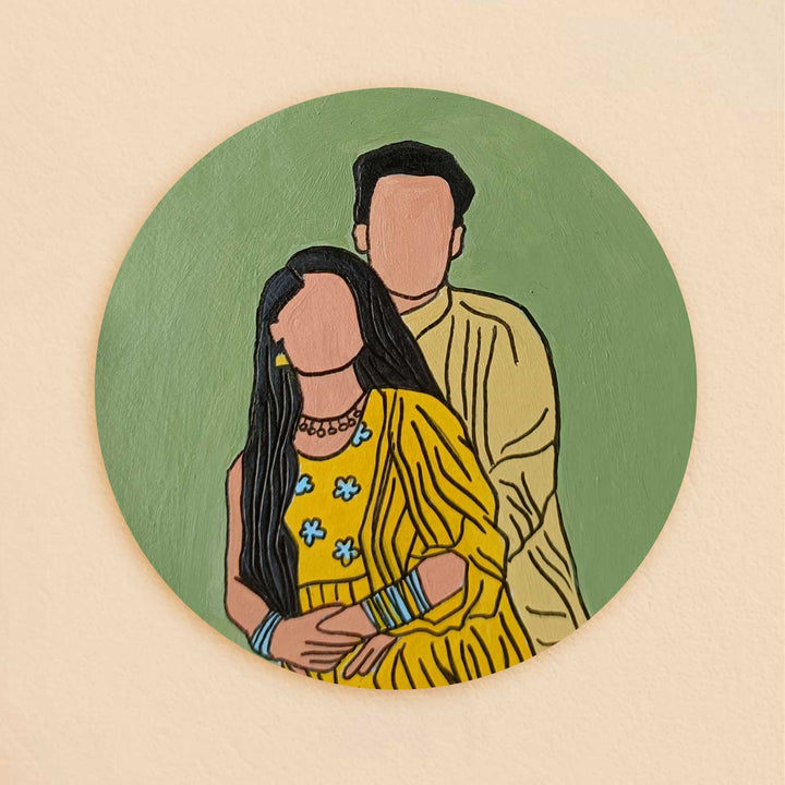 Photo Personalized Hand-Painted Lovely Couples Theme MDF Wood Fridge Magnet