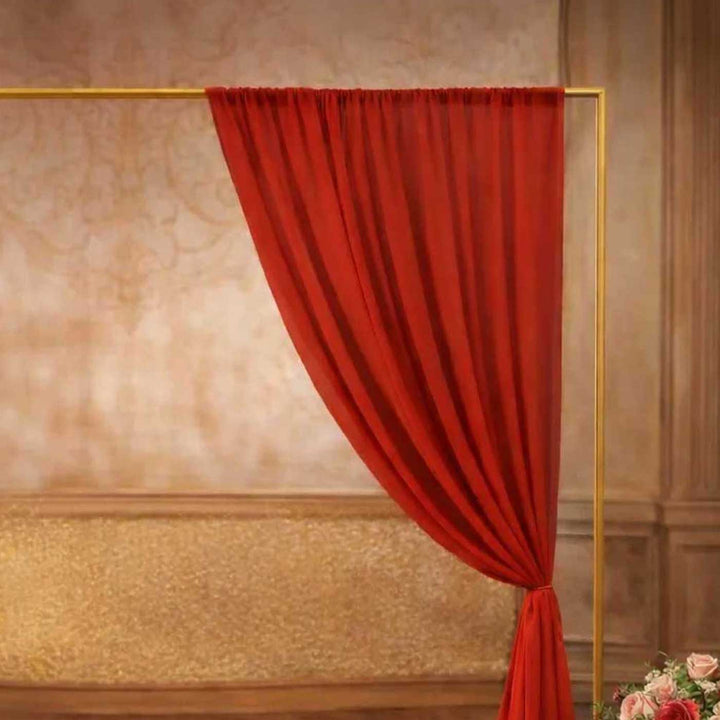 Reusable Red Butter Crepe Backdrop Drape, Ready-to-Hang For Mehndi, Haldi & Pooja Decor