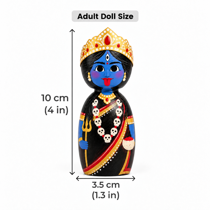"Goddess Kaali" Themed Wooden Doll For Golu/Festive Decor