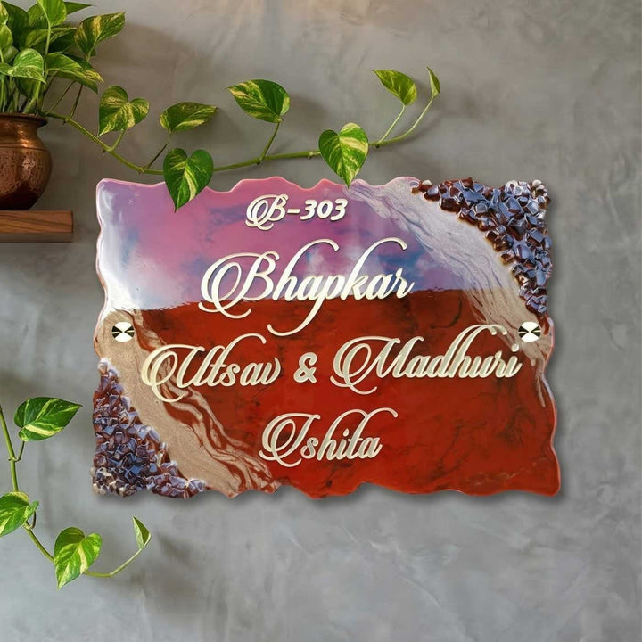 Classic Rusty Color Stone Embossed Resin Name Plate