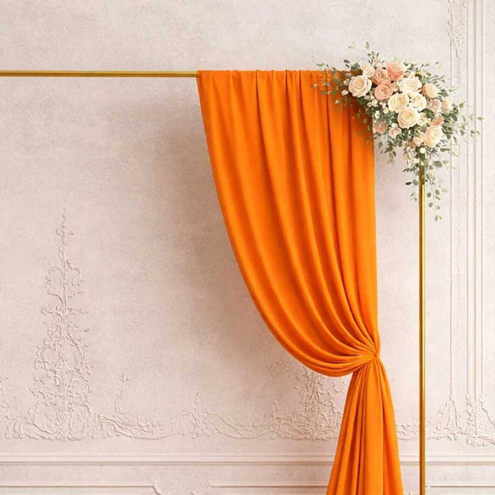 Reusable Orange Butter Crepe Backdrop Drape, Ready-to-Hang for Haldi & Pooja Decor