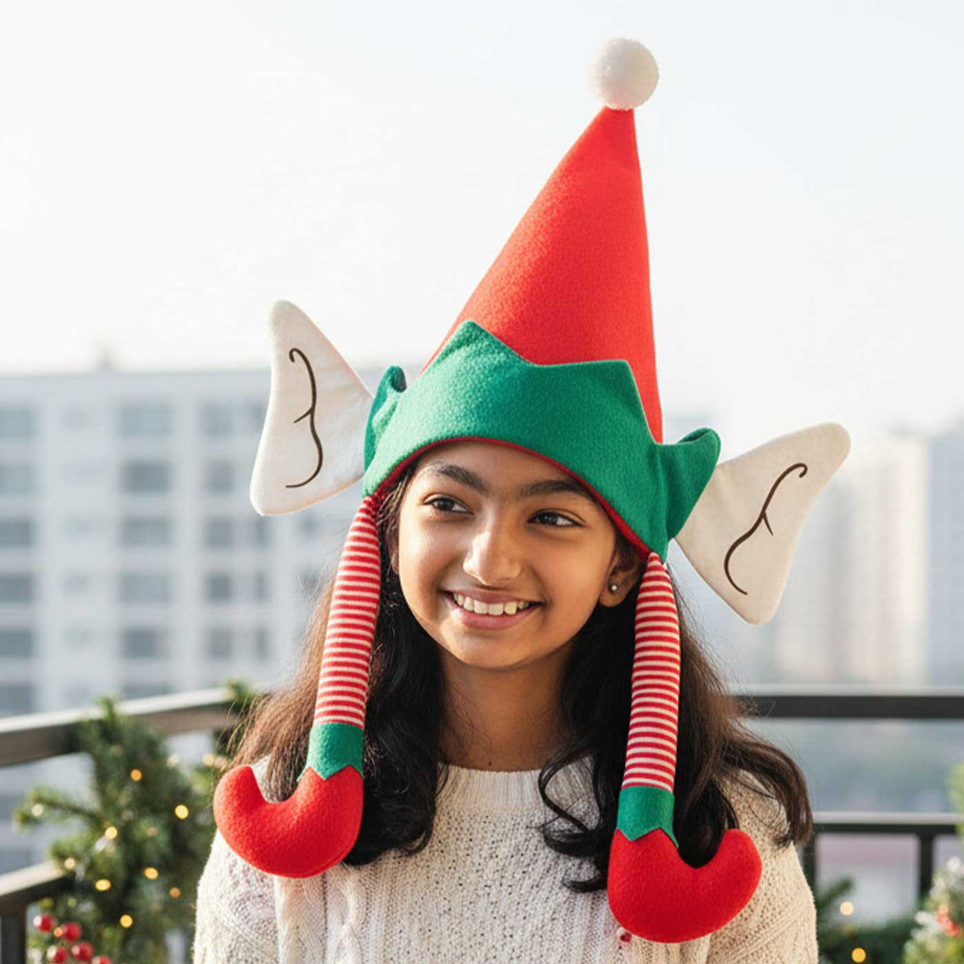 Handmade Long Elf Legs & Ears Felt Santa Hat | Xmas Gifting Ideas