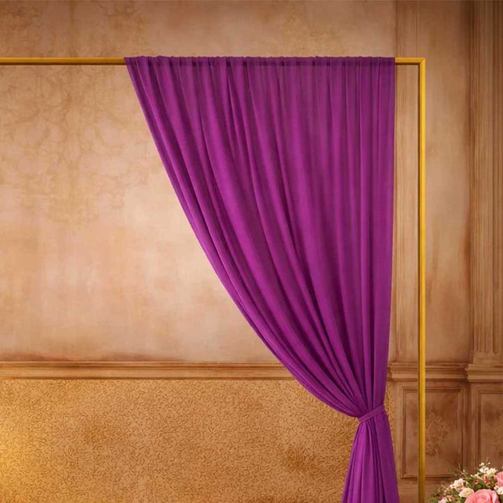 Reusable Purple Butter Crepe Backdrop Drape, Ready-to-Hang for Mehndi & Pooja Decor