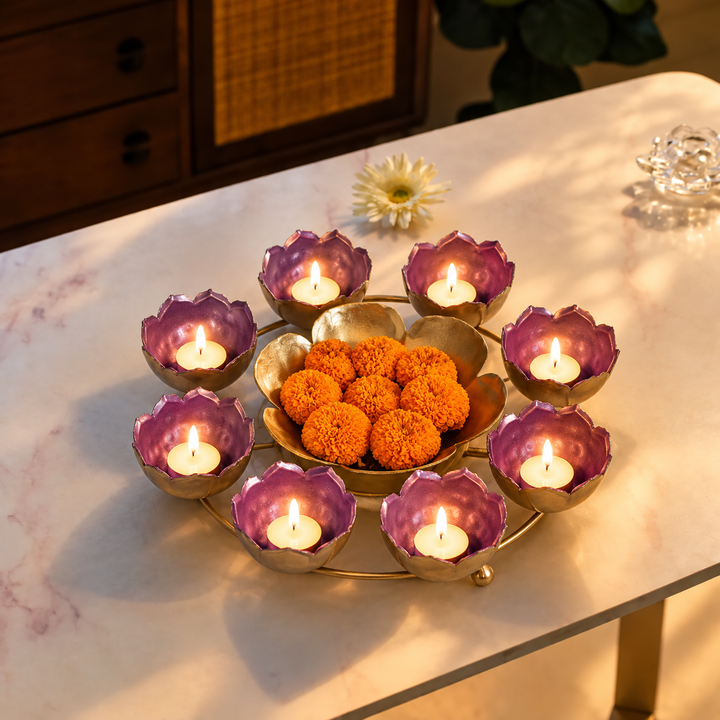 Handmade Purple & Gold Taj Urli
