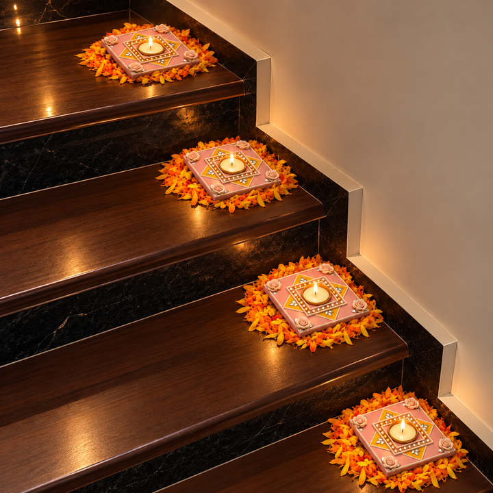 Set of 10 | Handmade Siddhi Jyoti Wooden Tealight Holder