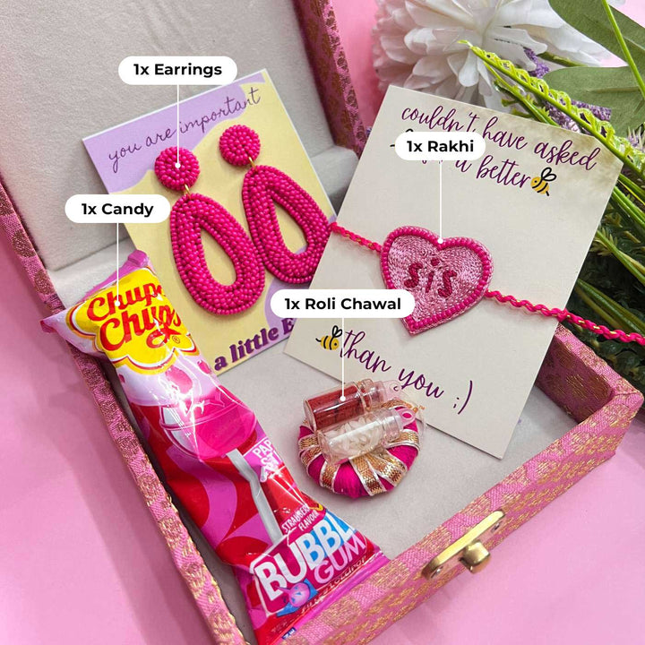 Handmade Beaded Chupa Chups Rakhi Hamper For Sisters Set Of 3 - Labeled Product Components