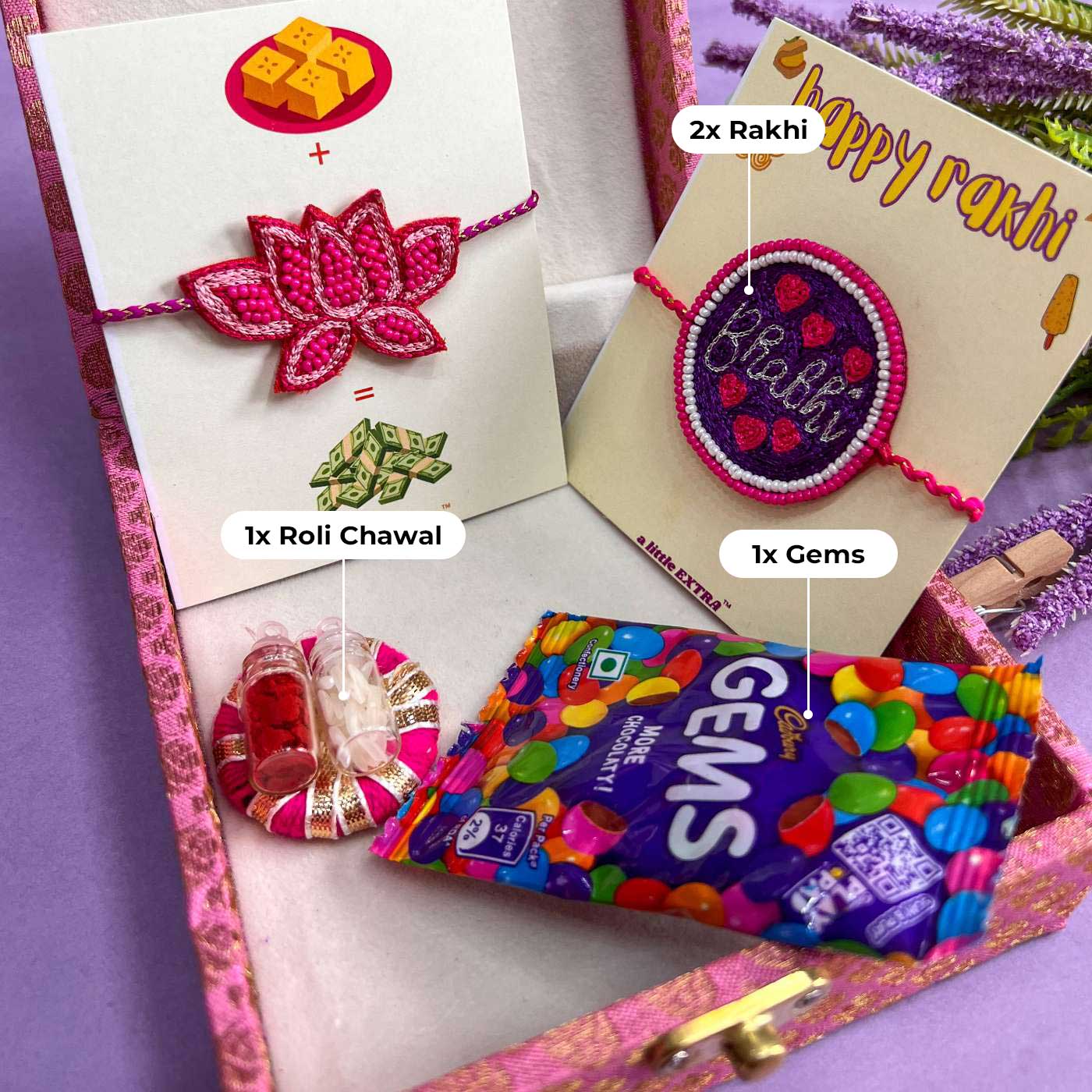 Cadeau Rakhi Pour Frère – Coffret Avec 2 Rakhi Rudraksha, Diya, Roli, Encens & Carte – Raksha Bandhan - 4
