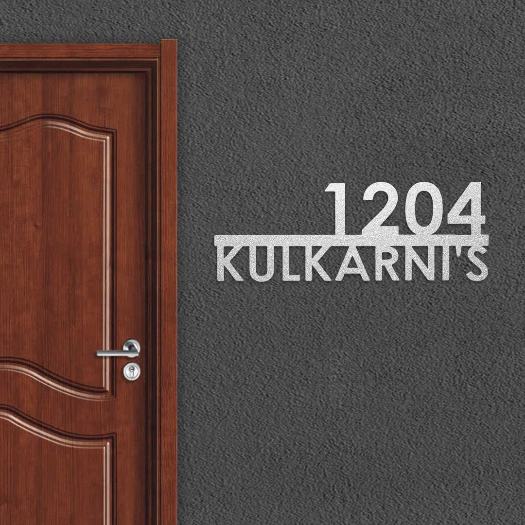 Personalized Modern Weatherproof Name Plate With House Number - Mounted on Entryway Wall